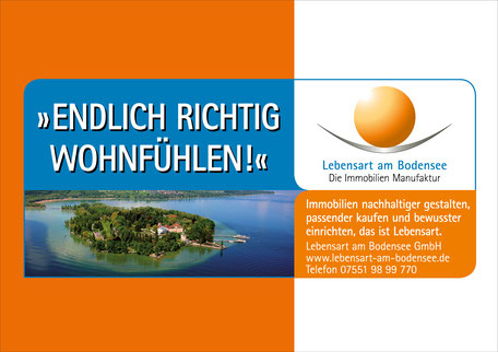 Lebensart am Bodensee | Die Immobilien Manufaktur Geschäftsausstattung, Anzeigen, Postkarten, Bannerwerbung, Messedisplay, Roll-Up