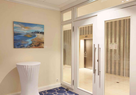 Hafenlichter, Acryl auf Leinwand, 2018, 90 x120 cm im Steigenberger Grandhotel Heringsdorf