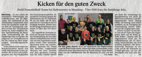 Auch der Jugendfußball Förderverein Pfaffenhofen unterstützt diese lobenswerte Aktion. PK vom 15.1.2020