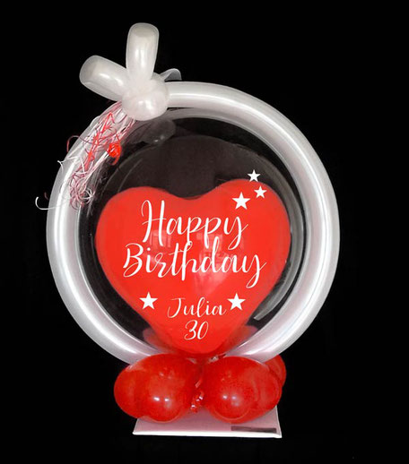 Luftballon Ballon Bubble Geschenk personalisiert individuell beschriftet Happy Birthday Name Alter Zahl Herz Geschenk Überraschung Bouquet runder Geburtstag Party Deko Dekoration Geldgeschenk Geld 