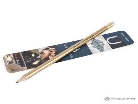 Segnalibro matita personalizzati - kit  scrittura - fusto dorato 