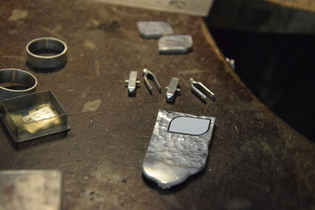 Hammerschlag Manschettenknöpfe aus Silber