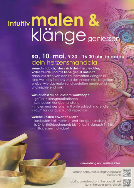 Flyer für den Tages-Workshop ‚Dein Herzensmandala‘ mit Simone Scheuner & Sabrina Zumstein in Aarau