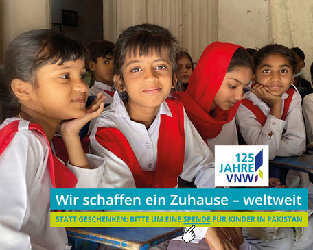 Mit dieser Anzeige wirbt der VNW auf der Website um Spenden für sein Förderprojekt in Pakistan.
