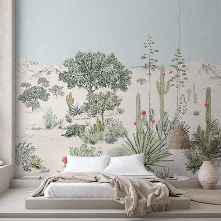 Pour la chambre, la salle de bain, le salon...un papier peint panoramique nature et montagne, pour une déco murale campagne ou bohème chic mais aussi très contemporaine.