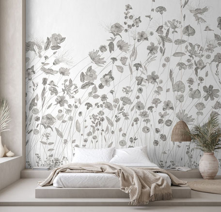papier peint vert sauge, pour une décoration originale dans l'escalier, un bureau ou chambre d'enfants.