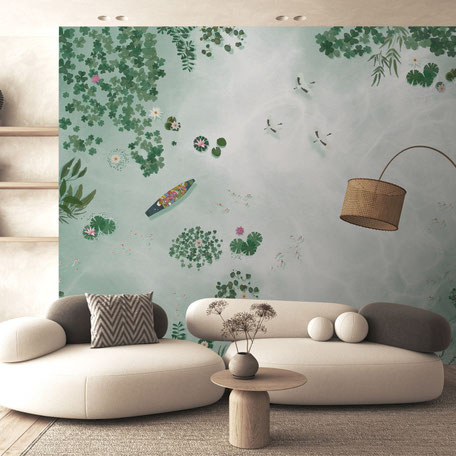 Un papier peint tendance, tapisserie pour la décoration murale de votre salon, séjour ou bureau de style moderne contemporain.