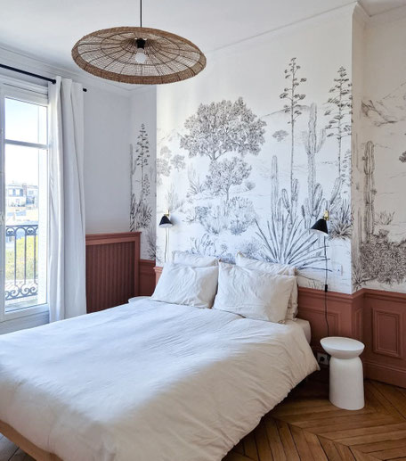 Papier peint panoramique noir et blanc pour une déco contemporaine originale dans votre maison de campagne ou bord de mer à proximité de La Baule, Pornichet, St Brévin Les Pins