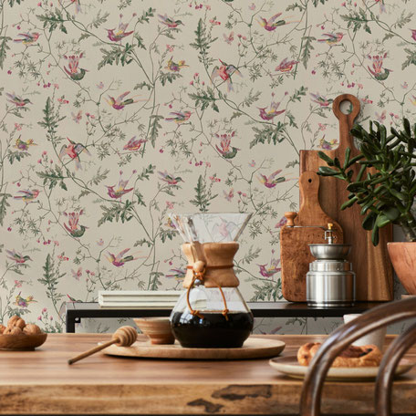 Papier peint panoramique végétal et fleuri pour une décoration murale tendance dans la cuisine, la chambre, une chambre d'enfants, le salon, le bureau...