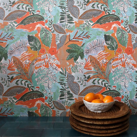Papier peint Lalie Design, déco bohème chic pour la cuisine, tendance 2024 2025.