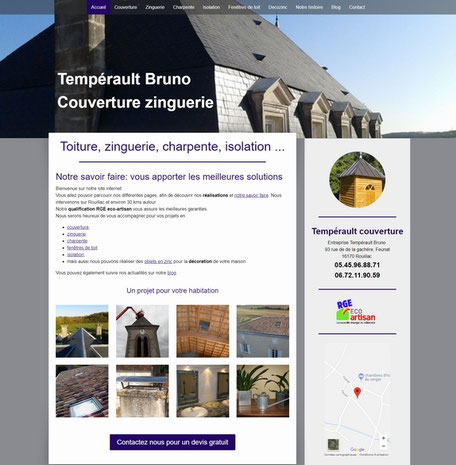 le site de temperault couverture, réalisé avec e-cime.fr