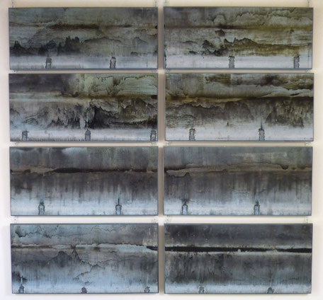 "Pluie noire" 8 panneaux sculpture de zinc-exposée au musée de Gap jusqu'en mars 2018