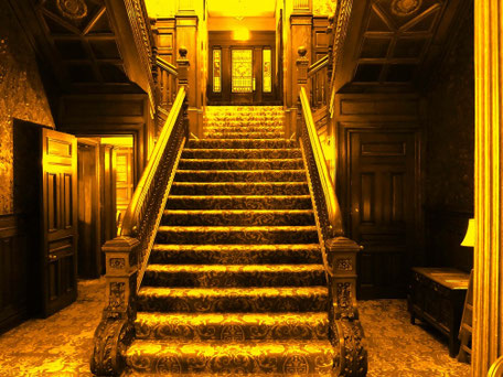 Schottland im Spukhotel übernachten: Treppe in Norwood Hall (ohne Geist)