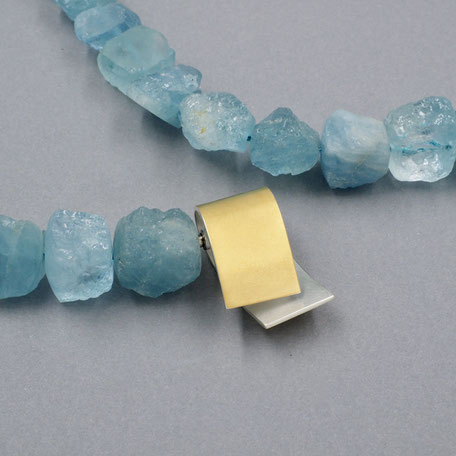 Kette Aquamarin mit Wechselschließe 