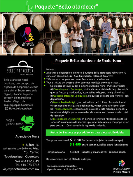 Para reservar, entra a www.viajesyenoturismo.com.mx