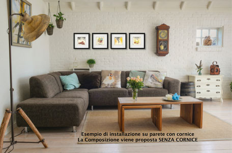 Installazione mini quadri in salotto