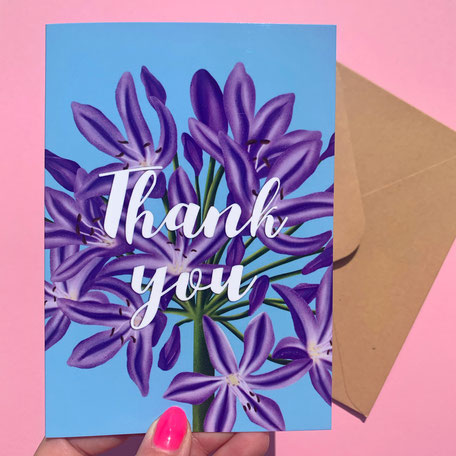 flower illustrated thank you card