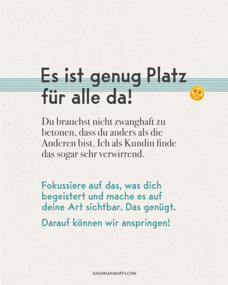 "Es gibt nicht genug Platz für alle!" Hier ist ein Reframe aus der Sicht deiner Kundinnen, wenn du im Business das Gefühl hast, dass schon alle dasselbe machen, wie du.| Tipps aus der Geld&Wert Methode