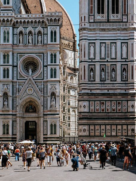 The Campanile and part of the façade of the Duomo