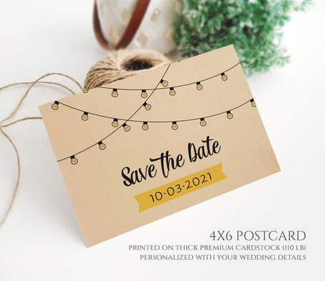 String Light  Save the Date Cards