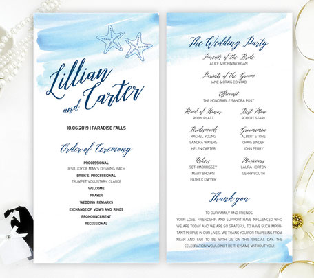 Beach Wedding Programs Lemonwedding