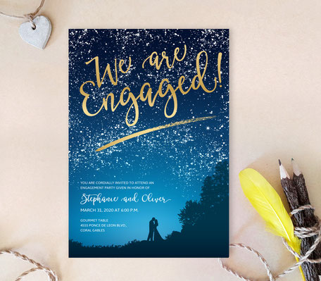 Starry Night Engagement Party Invitations