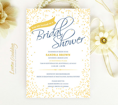 Gold Wedding Shower Invitations