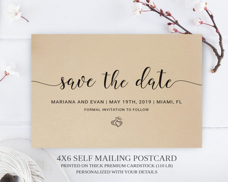 Formal Save the Date Postcards