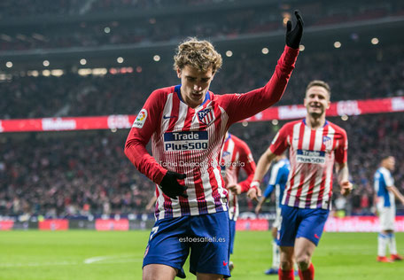 Griezmann, gol, celebración, La Liga Santander, bailarina, flamenco, sevillanas, fotografia deportiva, wanda metropolitano