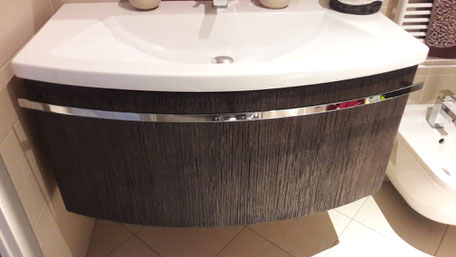 restyling mobile lavabo vista frontale, restyling bagno, recupero mobile lavabo