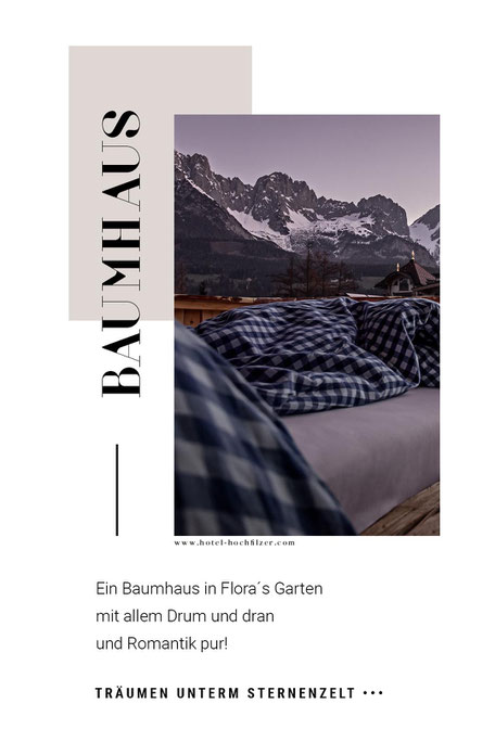 Hotel Neueröffnungen in Tirol 2021 - Baumhaus in Floras Garten, Alpenpension Claudia in Ellmau am Wilden Kaiser #mountainhideaways Foto: ©Cornelia Hoschek