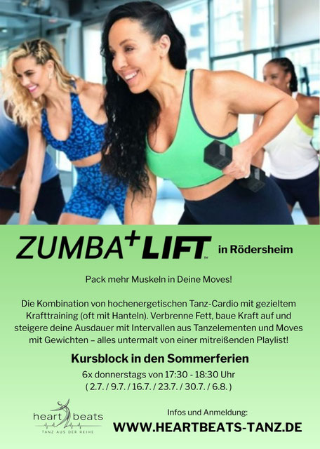 Zumba + Lift Fitness Tanz Krafttraining Sport Gesundheit Rödersheim-Gronau