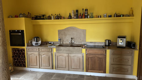 Rénovation cuisine en bois chene par artisan Nice et 06