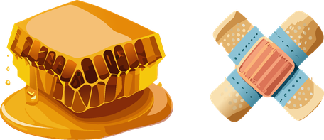 Dessin graphique d'un pansement au Miel de Manuka NPA 10+ de Nouvelle-Zélande