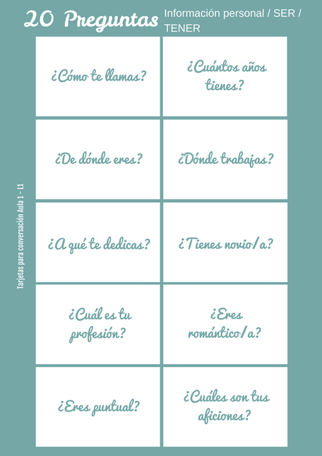 preguntas para hacerse en parejas aula 1 lecci 243 n 1 clase de ele material para la clase preguntas para hacerse en parejas aula 1 lecci 243 n 1 clase de ele material para la clase