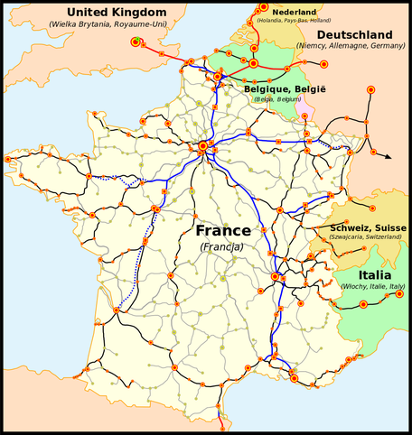 Le réseau TGV français. By Musellar/Wikimedia [CC BY-SA 3.0]
