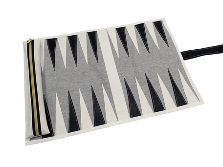 Backgammon zum Rollen Reisespiel schwarz weiß