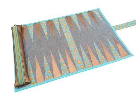 Backgammon Reisespiel zum Zusammenrollen Leo mint metallic