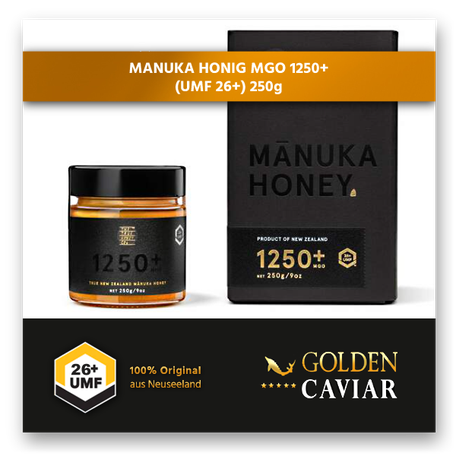 MGO 1250+ (UMF 26+) Premium MANUKA HONIG / 250 g online bestellen / kaufen bei GOLDEN CAVIAR