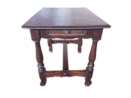 TAVOLO IN ROVERE CON CASSETTO INTEGRO EPOCA XIX SECOLO FRANCIA RESTAURATO