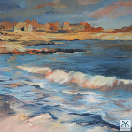Astrid Krömer, Sanfte Welle, Acryl auf Leinwand,100x100cm 2020, 100x100 cm