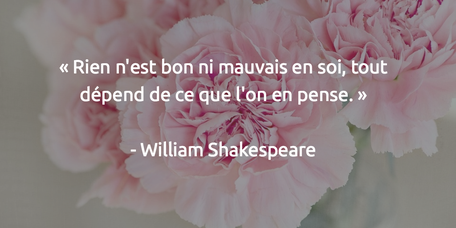 Rien n'est bon ni mauvais en soi, tout dépend de ce que l'on en pense Willam Shakespeare