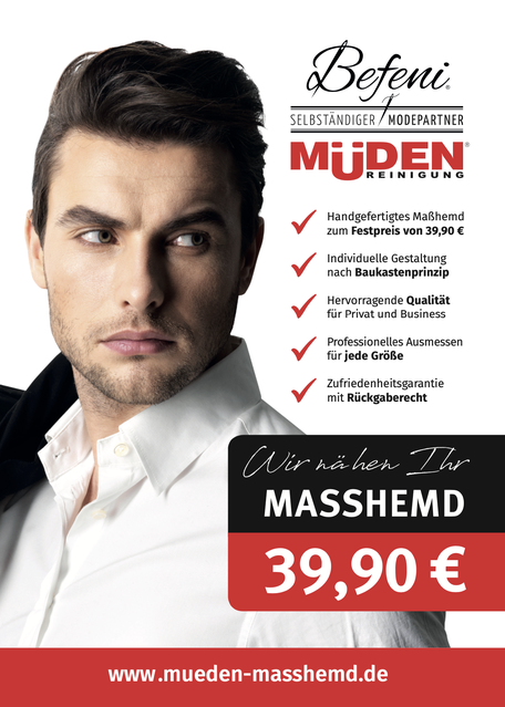 Versandreinigung-mueden.de, Masshemd, Befeni Werbeflyern Vorderseite
