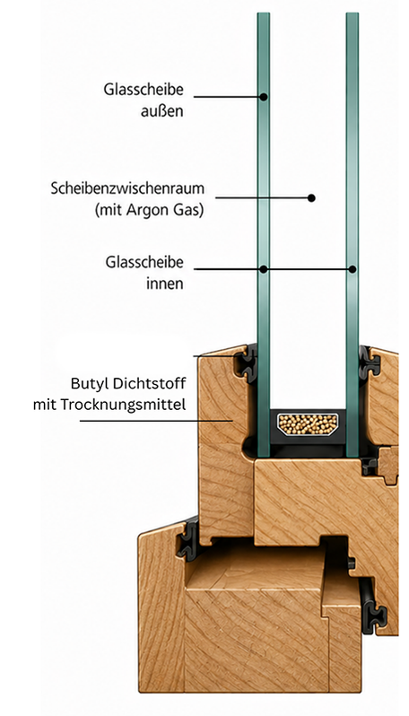 Aufbau einer alten 2-fach-Verglasung