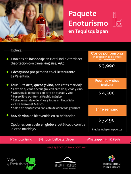 Para reservar, entra a www.viajesyenoturismo.com.mx