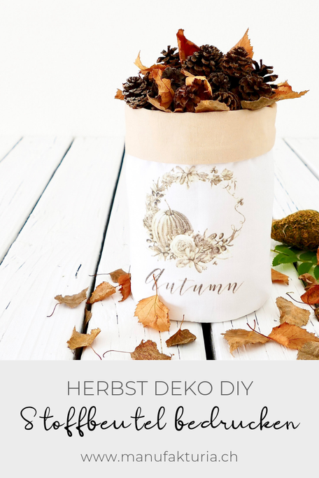 Herbdeko DIY: Stoffbeutel mit Zapfen