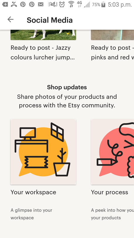 posting Etsy shop updates marketing your art or photography online
