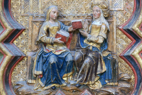 Maria bei Elisabeth, Altarbild in der Kathedrale von Amiens/Frankreich 
