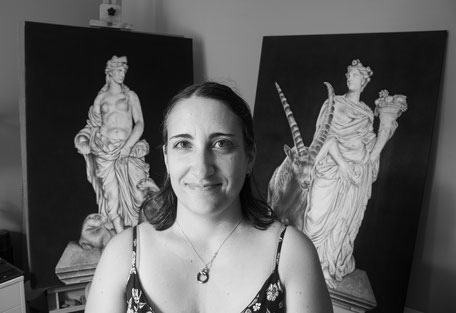 French pencil artist Magali Lapeyre-Mirande in her art studio