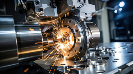 Gezeigt die Bearbeitung eines Metallteils sinnbildlich für die Verarbeitung von Blei-Legierungen für die die RoHS-Ausnahmen 6a, 6b und 6c gelten. Für alle RoHS-Ausnahmen Blei in Stahl, in Aluminium und in Kupfer gibt es jetzt ein Auslaufen der Ausnahmen.